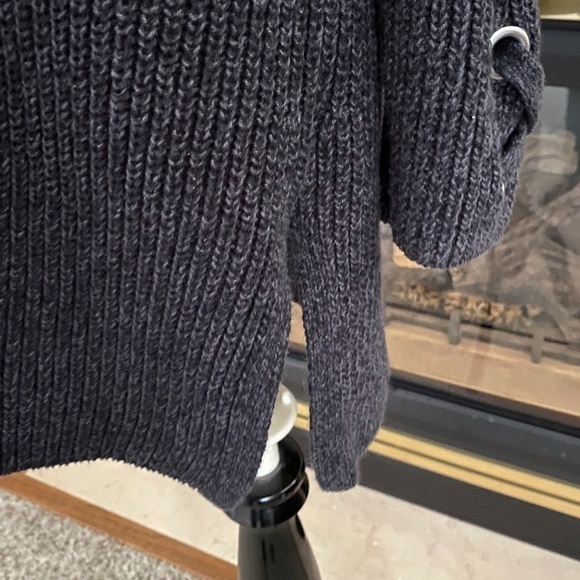 Style & Co. Charcoal Gray Grommet Lace Up Sweater Sz. M - Picture 5 of 10